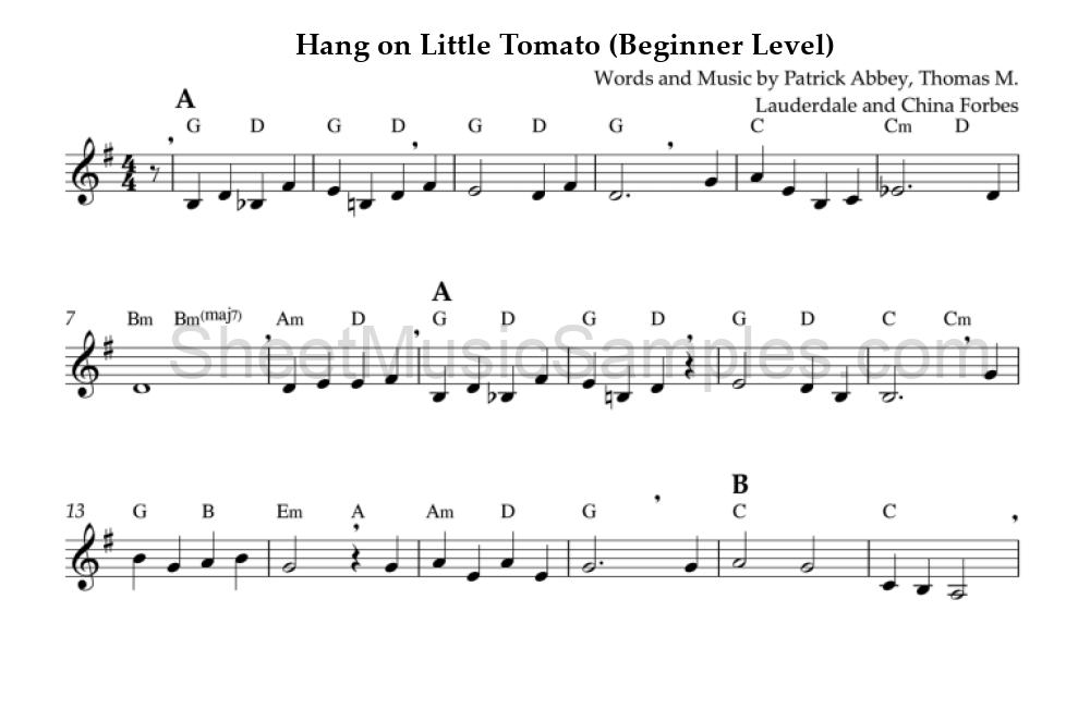 Hang on Little Tomato (Beginner Level)