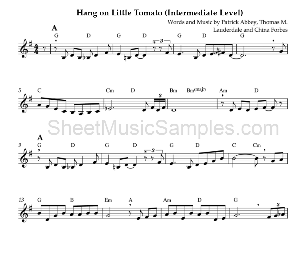 Hang on Little Tomato (Intermediate Level)