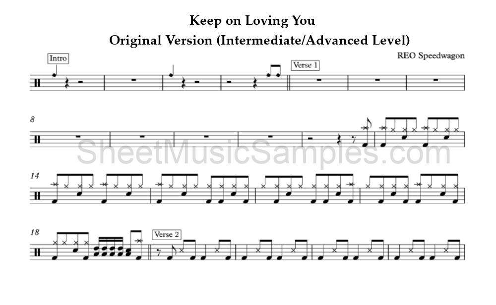 Keep on Loving You - Original Version (Intermediate/Advanced Level)