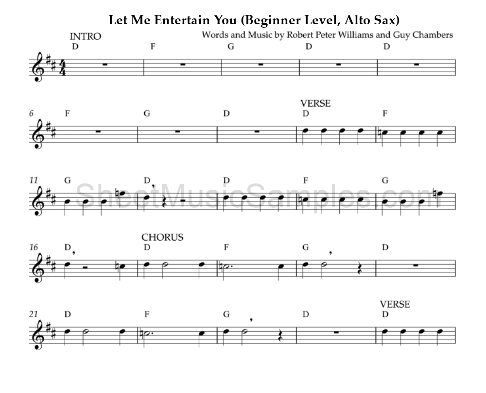 Let Me Entertain You (Beginner Level, Alto Sax)