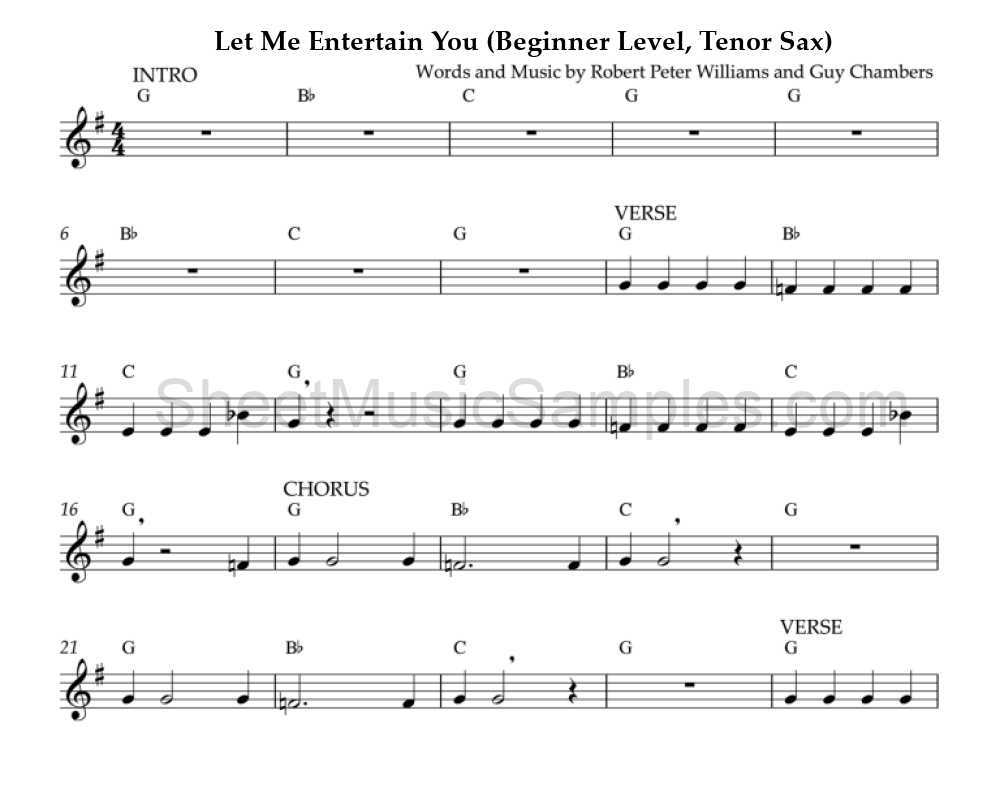 Let Me Entertain You (Beginner Level, Tenor Sax)