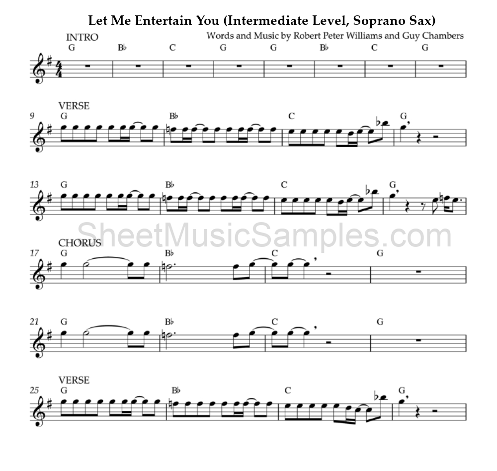 Let Me Entertain You (Intermediate Level, Soprano Sax)