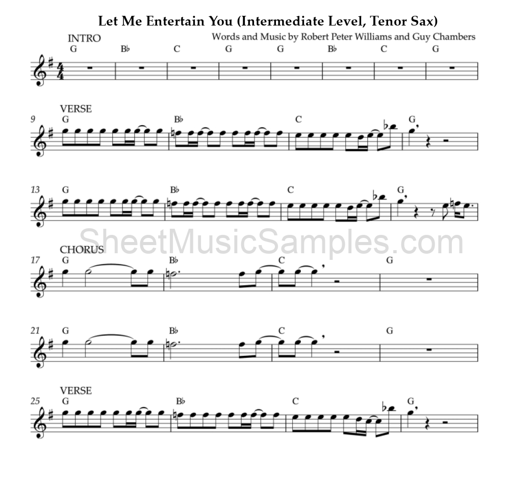 Let Me Entertain You (Intermediate Level, Tenor Sax)