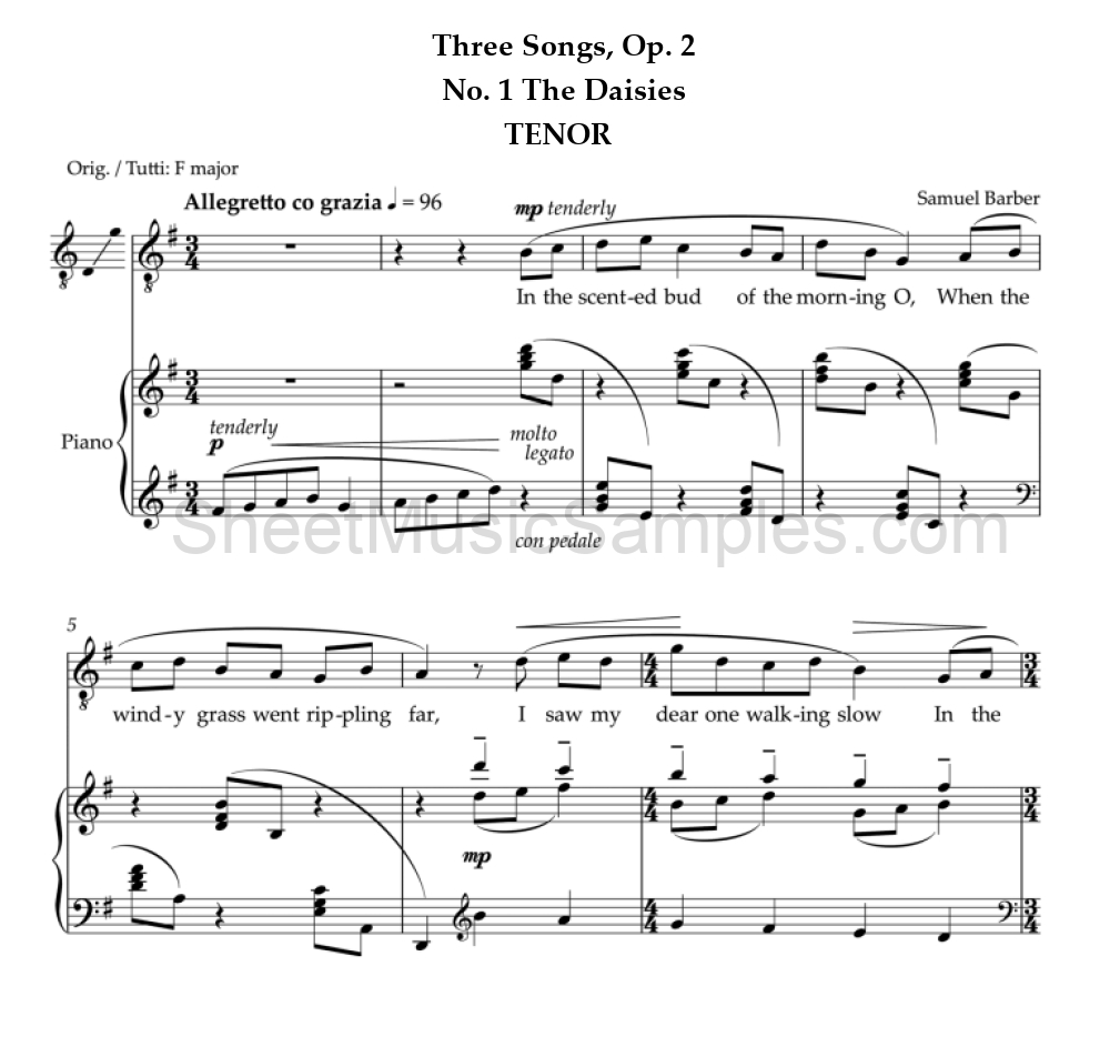 Three Songs, Op. 2 - No. 1 The Daisies - TENOR