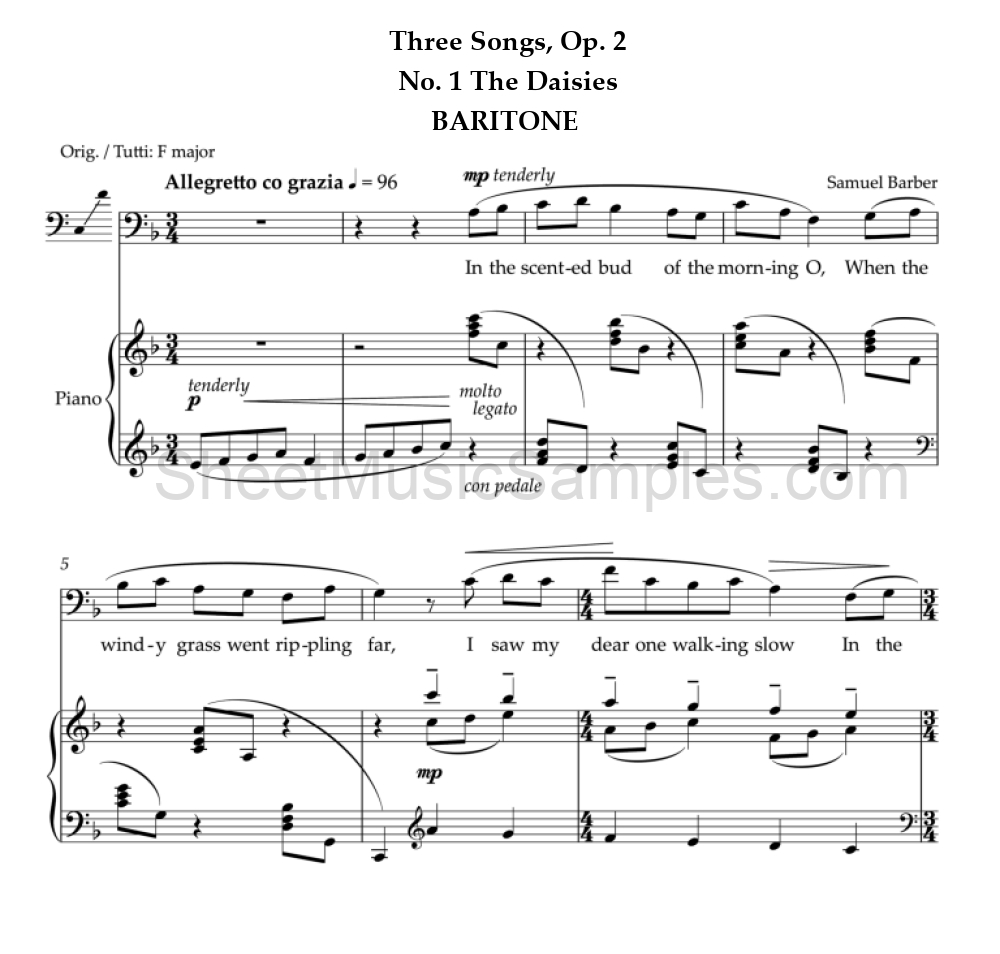 Three Songs, Op. 2 - No. 1 The Daisies - BARITONE