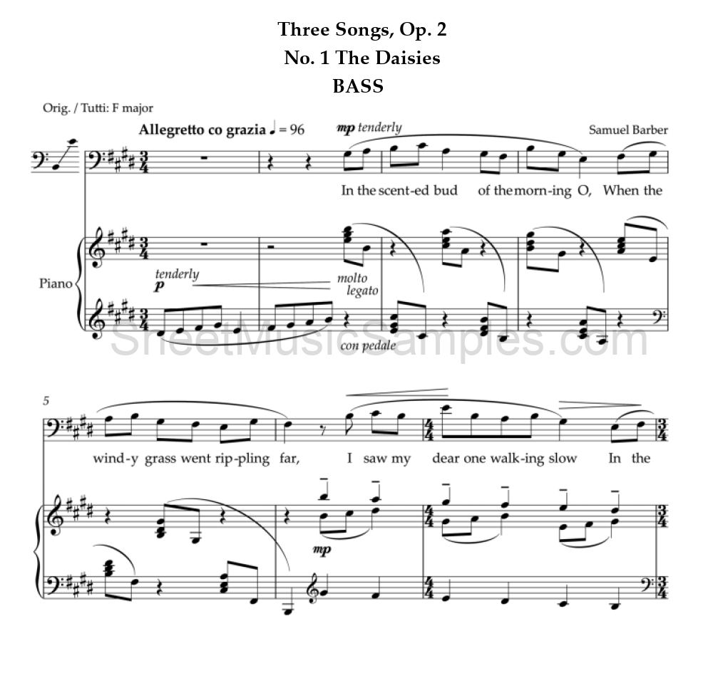 Three Songs, Op. 2 - No. 1 The Daisies - BASS