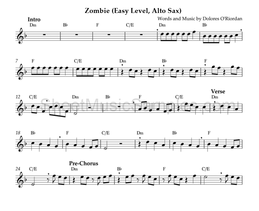 Zombie (Easy Level, Alto Sax)