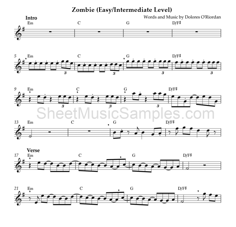 Zombie (Easy/Intermediate Level)