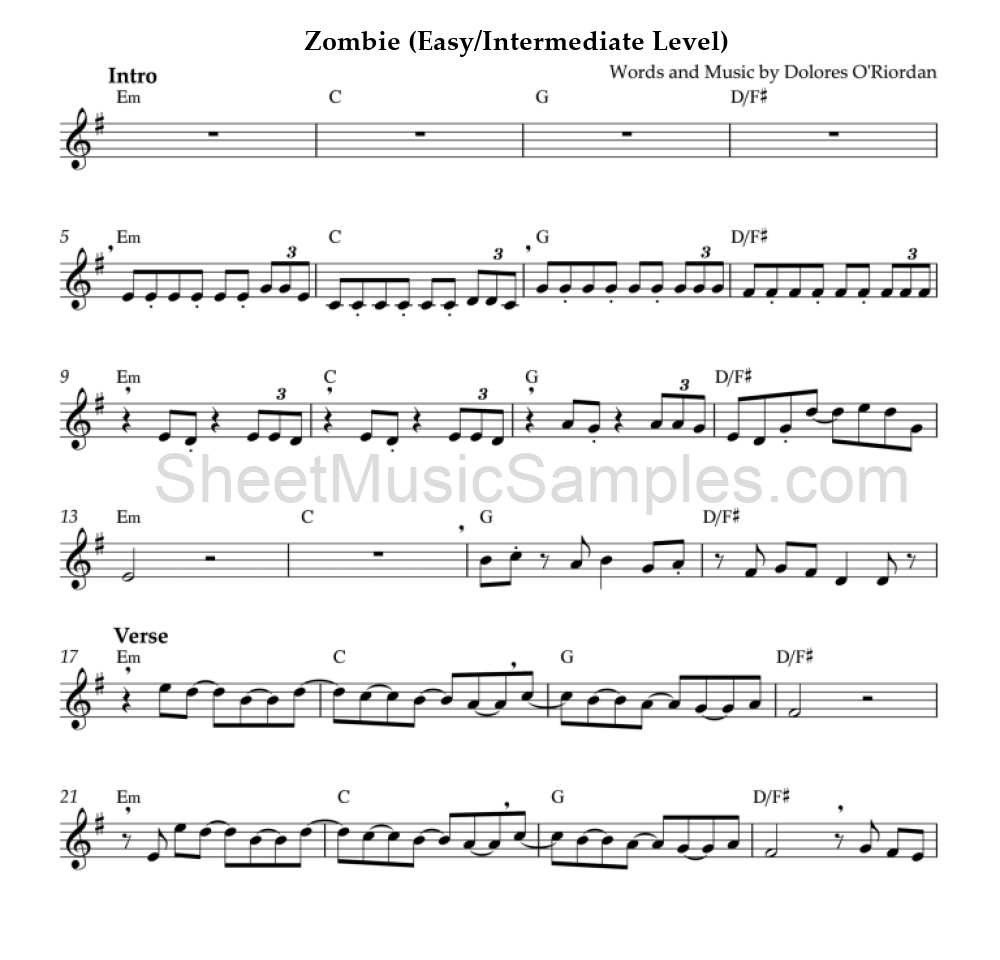 Zombie (Easy/Intermediate Level)