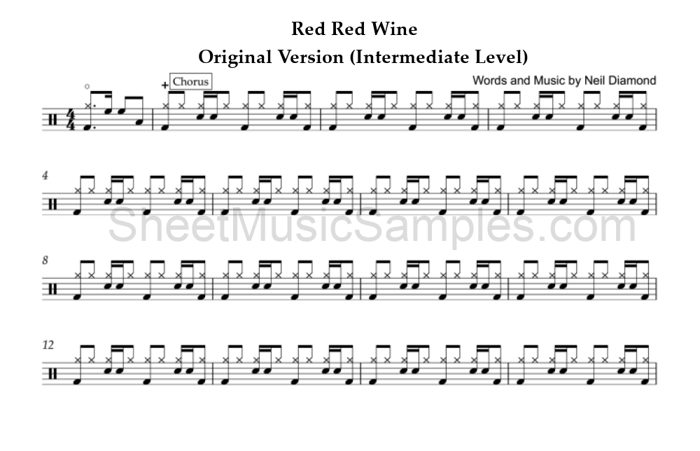 Red Red Wine - Original Version (Intermediate Level)