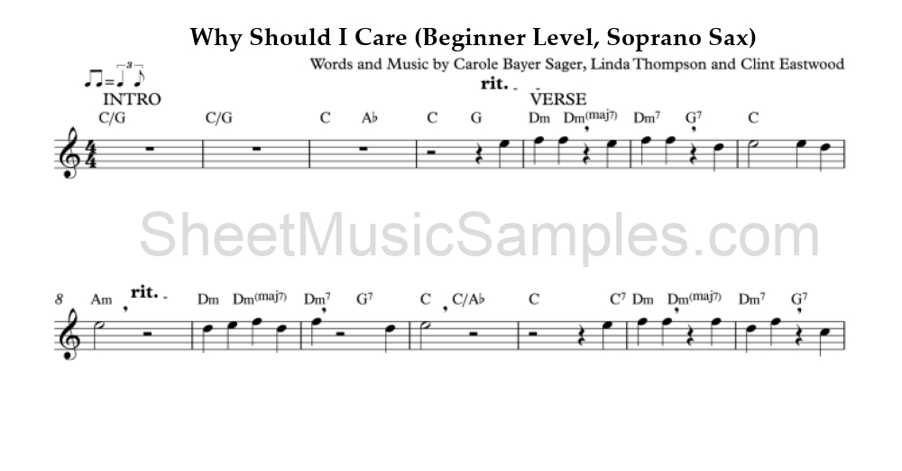 Why Should I Care (Beginner Level, Soprano Sax)