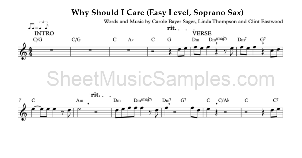 Why Should I Care (Easy Level, Soprano Sax)