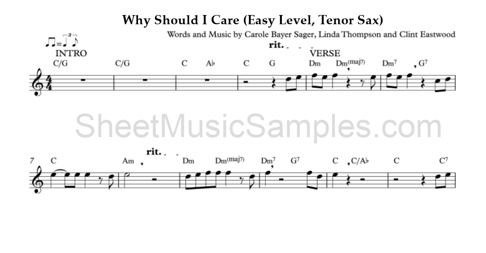 Why Should I Care (Easy Level, Tenor Sax)