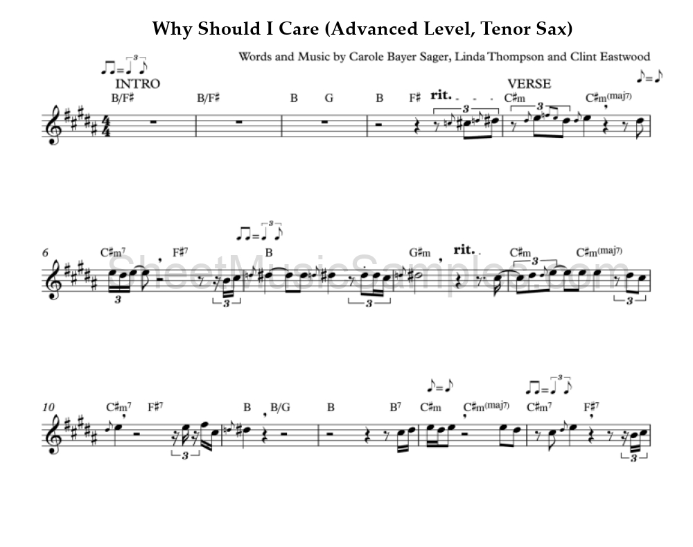 Why Should I Care (Advanced Level, Tenor Sax)