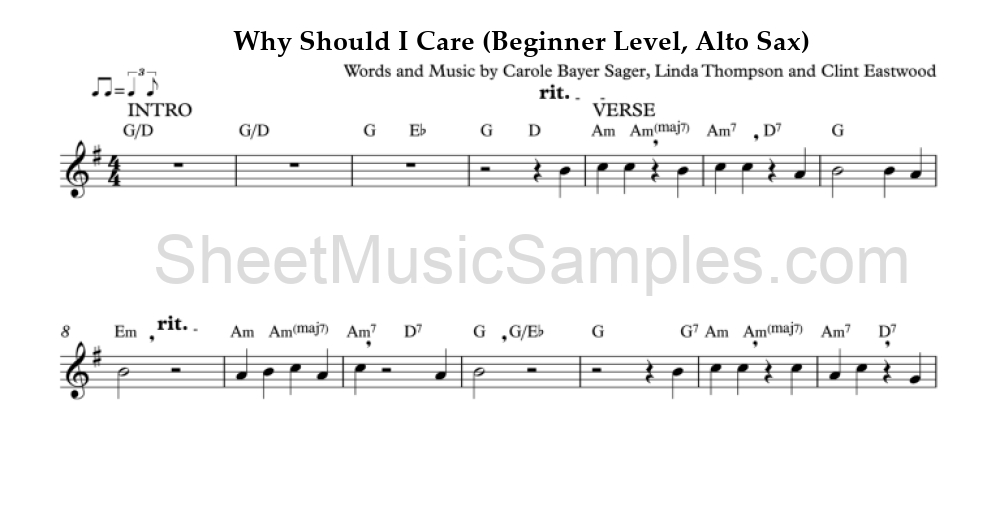 Why Should I Care (Beginner Level, Alto Sax)