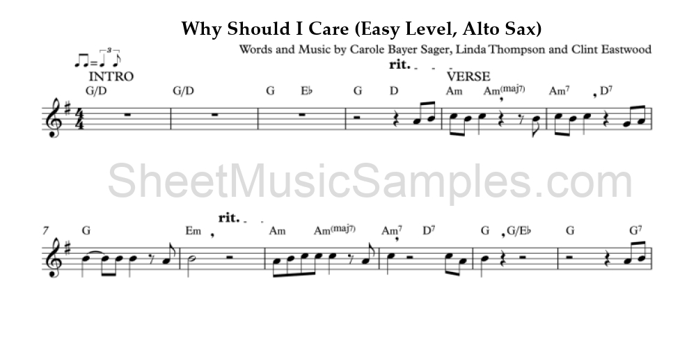 Why Should I Care (Easy Level, Alto Sax)