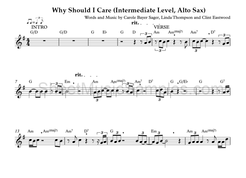 Why Should I Care (Intermediate Level, Alto Sax)