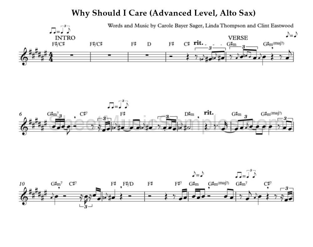 Why Should I Care (Advanced Level, Alto Sax)