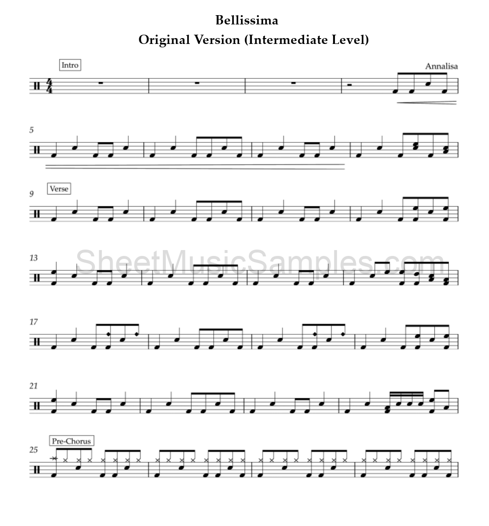 Bellissima - Original Version (Intermediate Level)