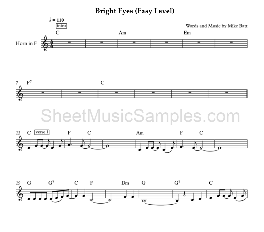 Bright Eyes (Easy Level)