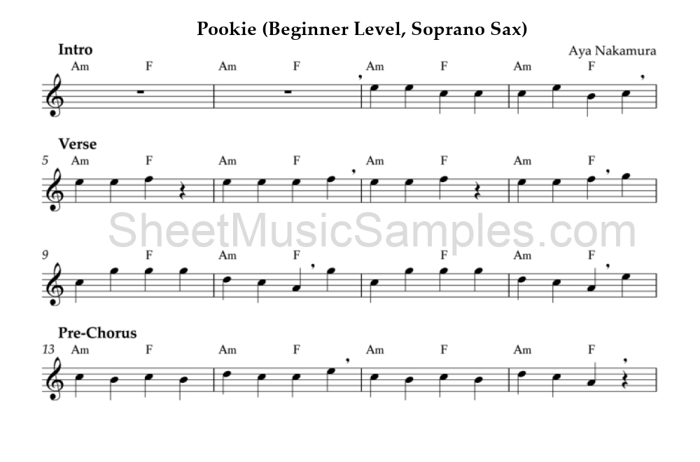 Pookie (Beginner Level, Soprano Sax)