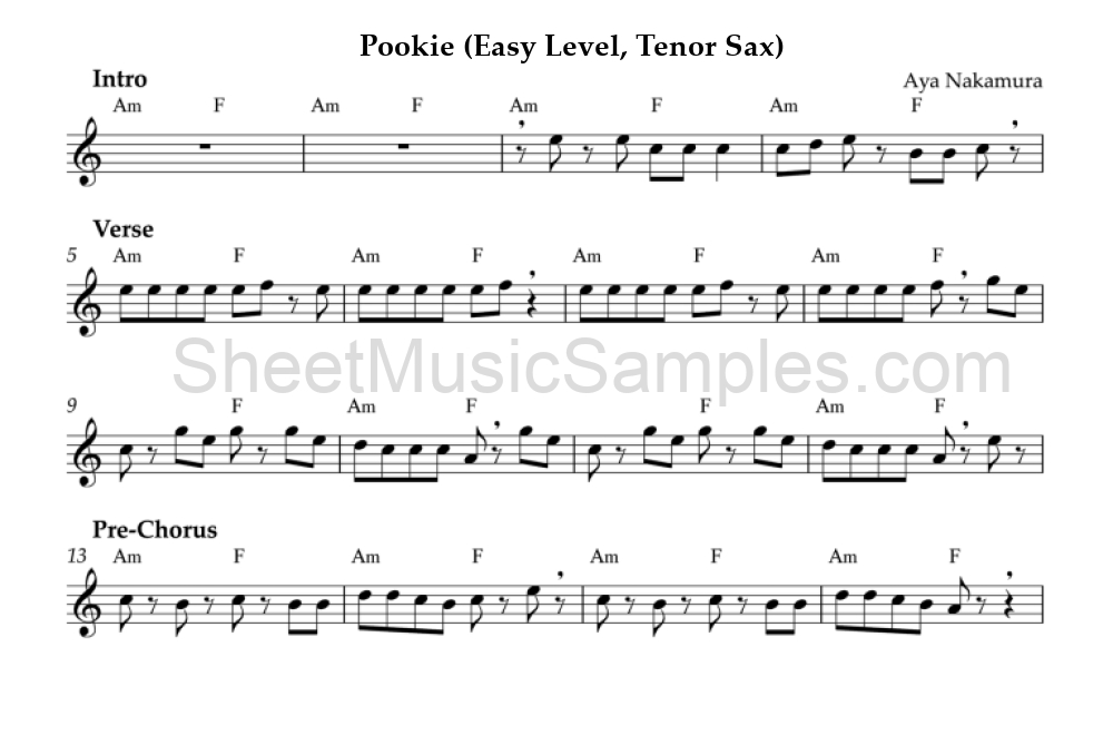 Pookie (Easy Level, Tenor Sax)