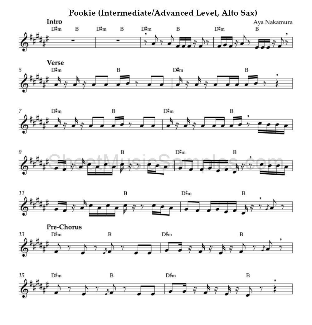 Pookie (Intermediate/Advanced Level, Alto Sax)