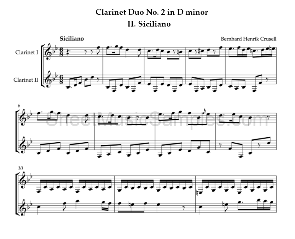 Clarinet Duo No. 2 in D minor - II. Siciliano