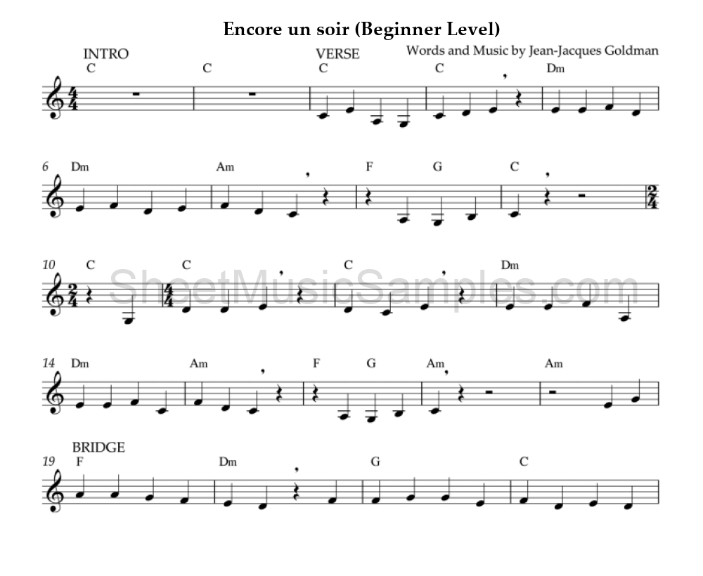 Encore un soir (Beginner Level)