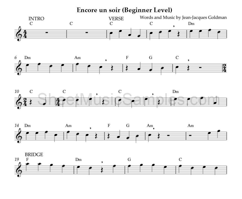 Encore un soir (Beginner Level)