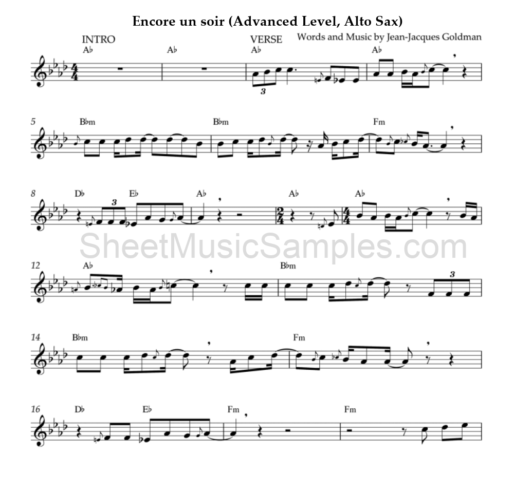 Encore un soir (Advanced Level, Alto Sax)