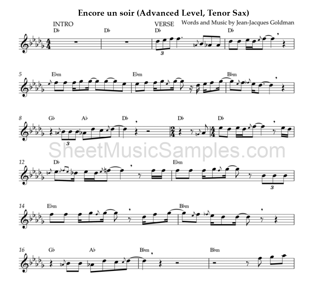 Encore un soir (Advanced Level, Tenor Sax)