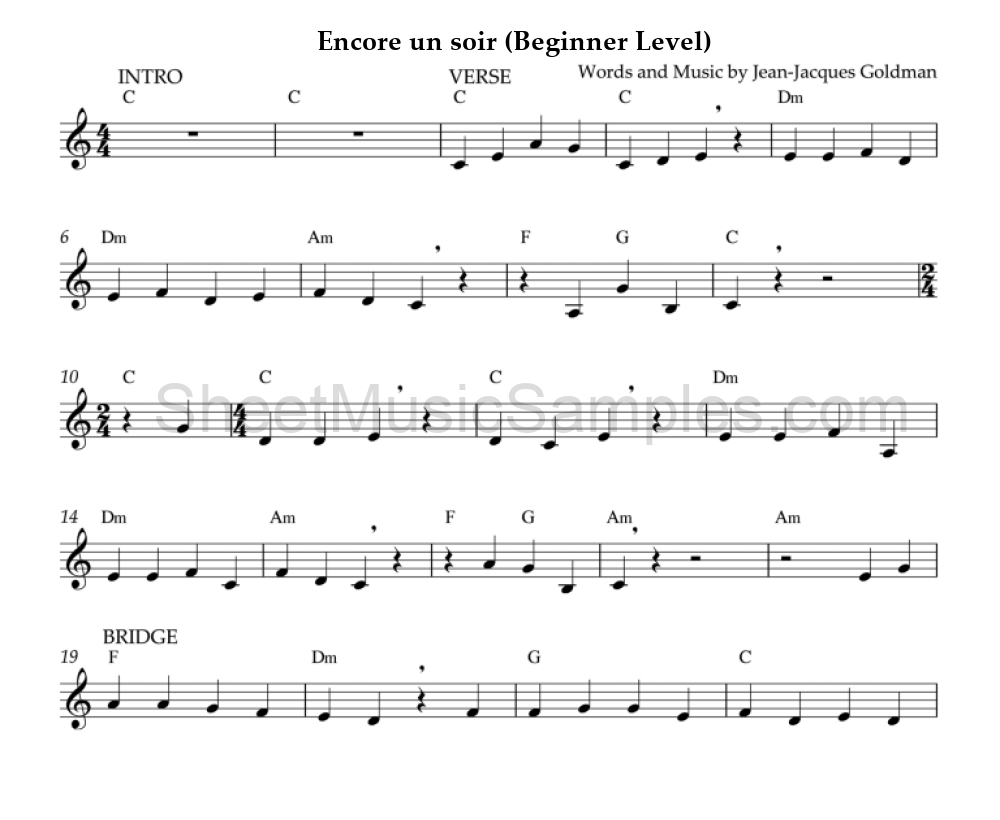 Encore un soir (Beginner Level)