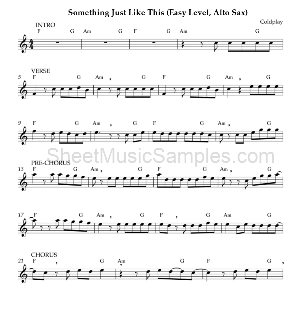 Something Just Like This (Easy Level, Alto Sax)