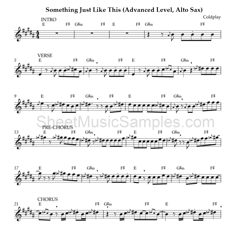 Something Just Like This (Advanced Level, Alto Sax)