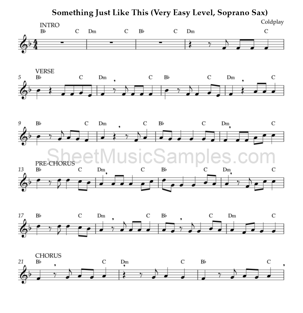 Something Just Like This (Very Easy Level, Soprano Sax)