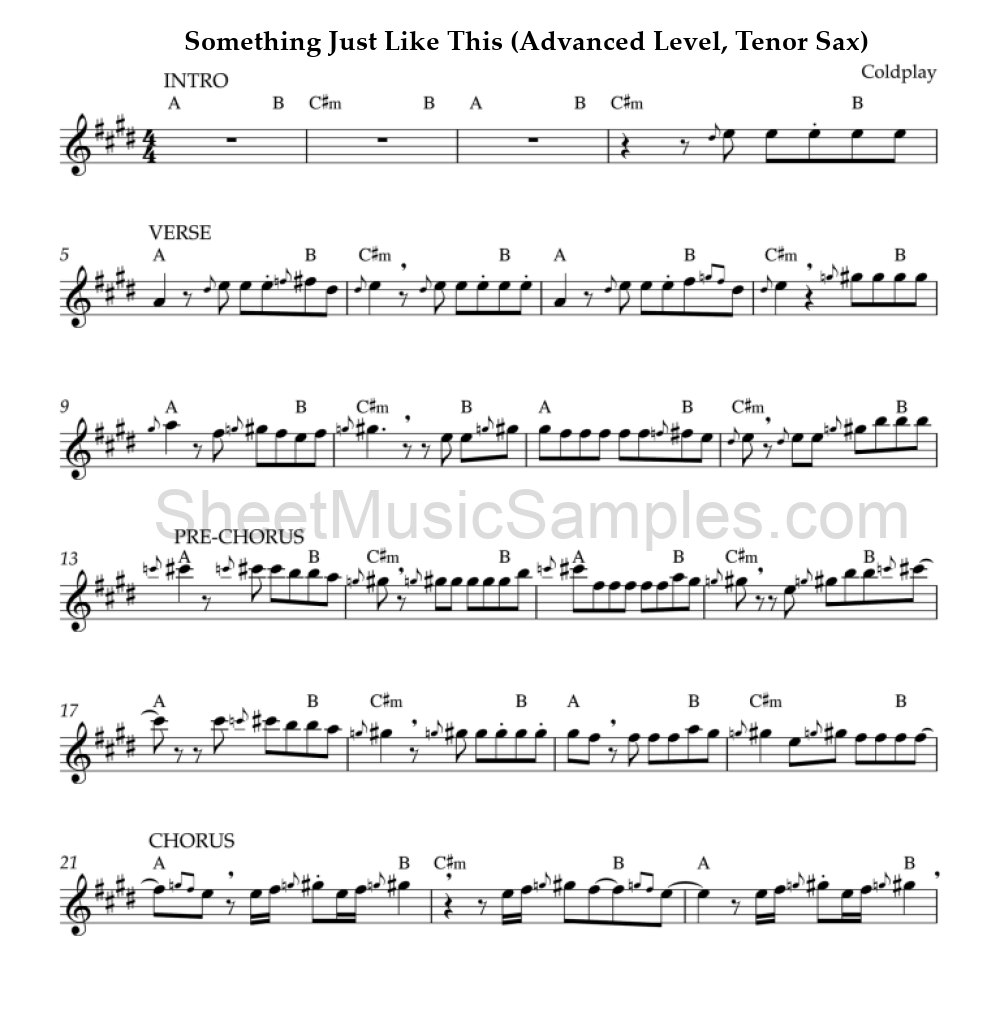 Something Just Like This (Advanced Level, Tenor Sax)