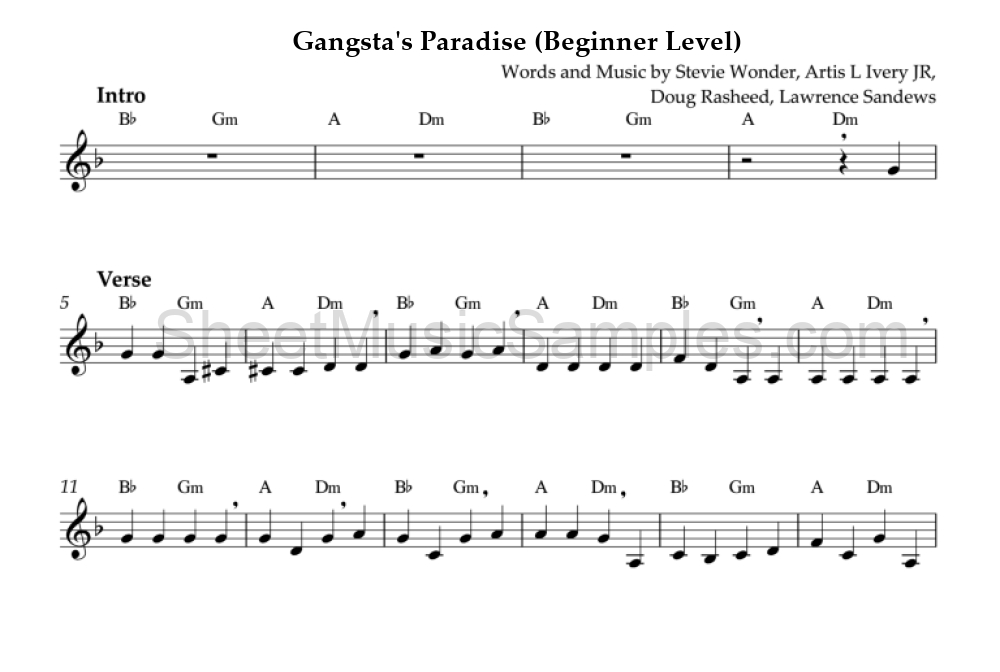 Gangsta's Paradise (Beginner Level)