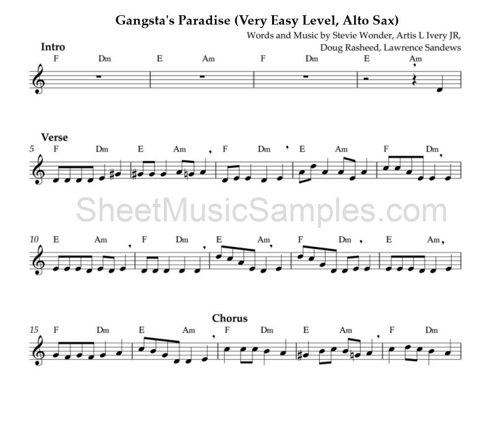 Gangsta's Paradise (Very Easy Level, Alto Sax)