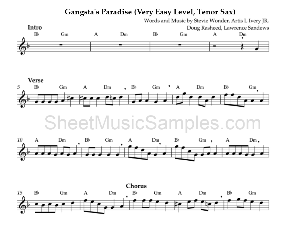 Gangsta's Paradise (Very Easy Level, Tenor Sax)