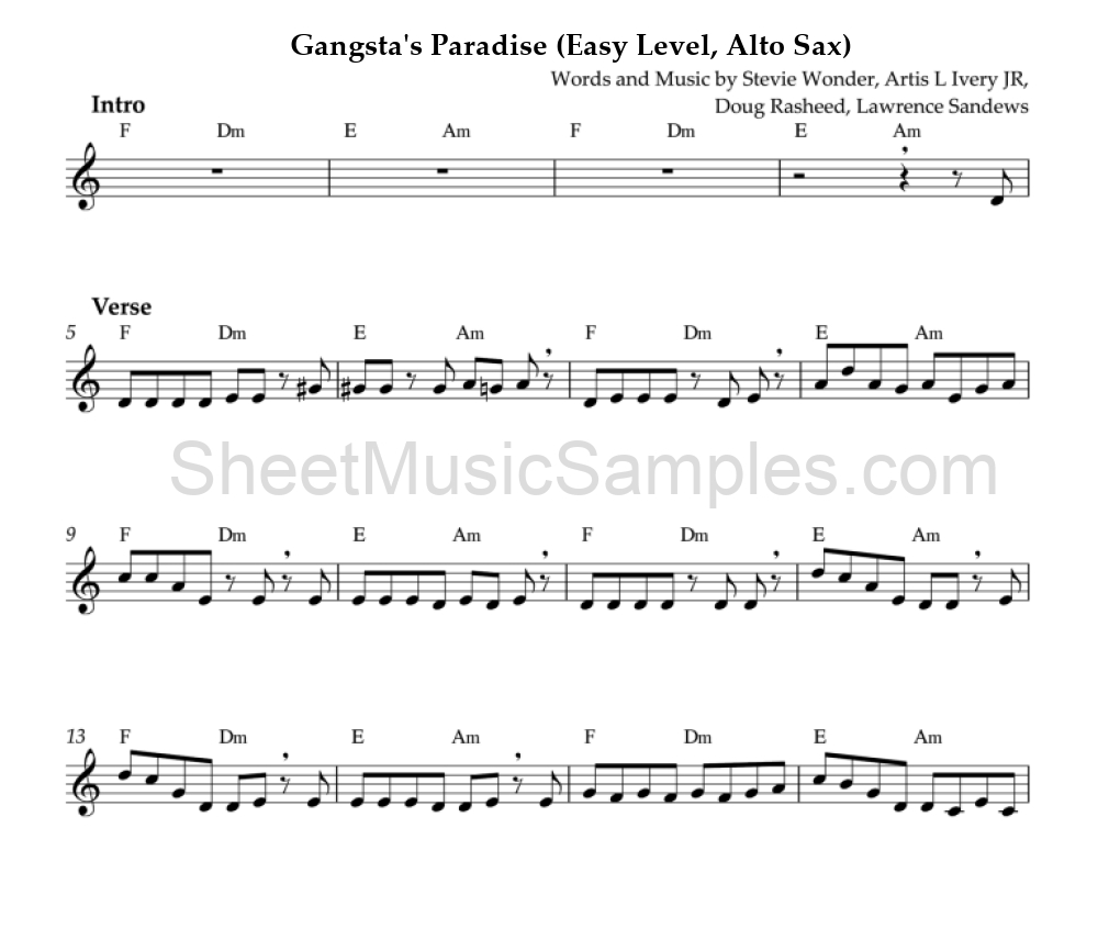 Gangsta's Paradise (Easy Level, Alto Sax)