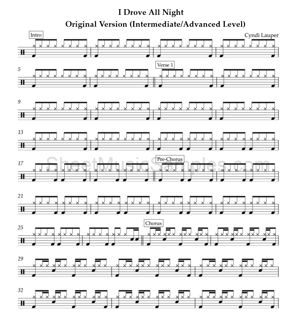 I Drove All Night - Original Version (Intermediate/Advanced Level)