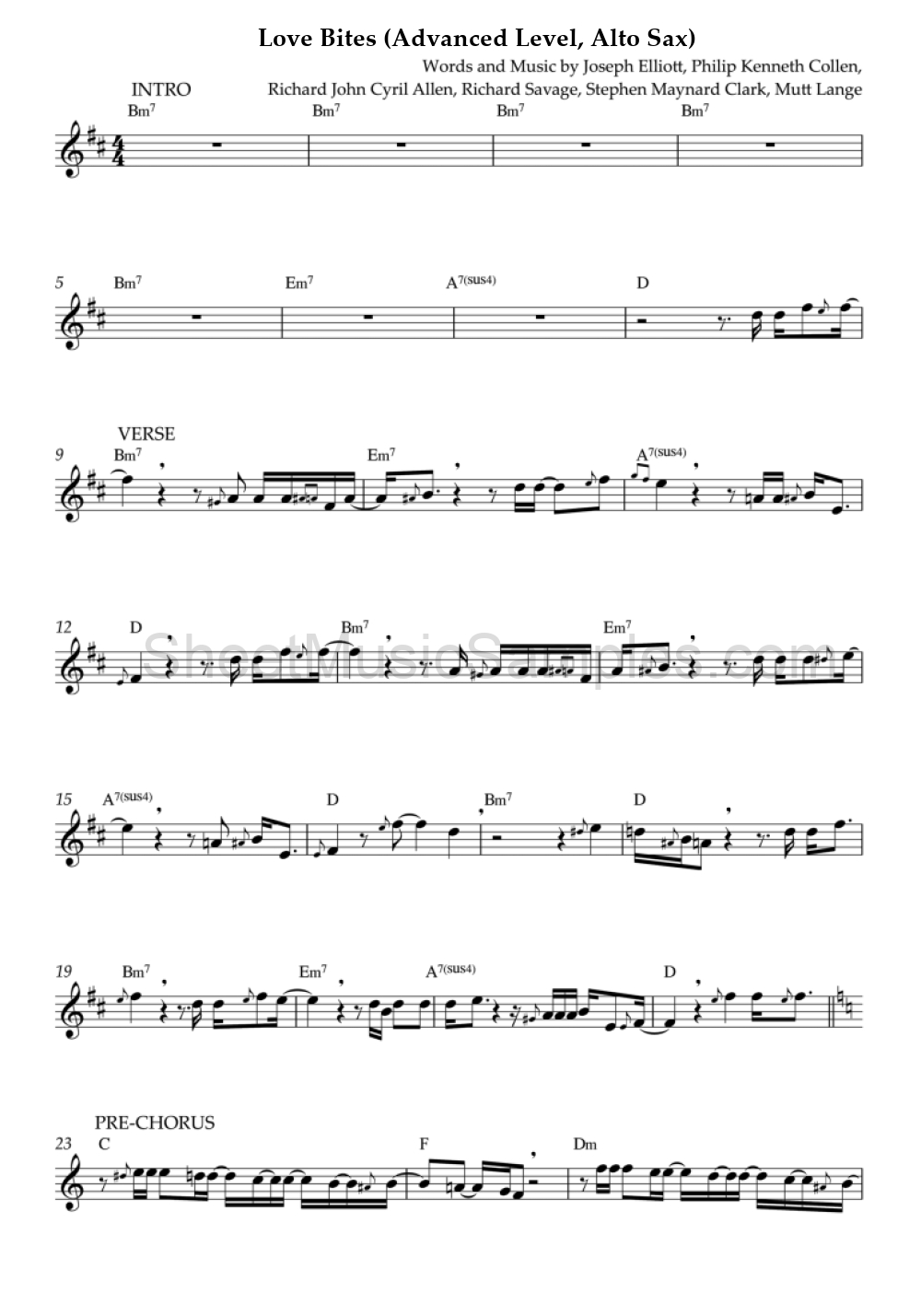 Love Bites (Advanced Level, Alto Sax)