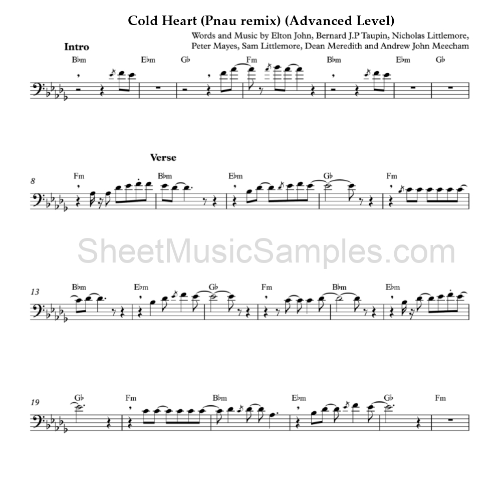 Cold Heart (Pnau remix) (Advanced Level)