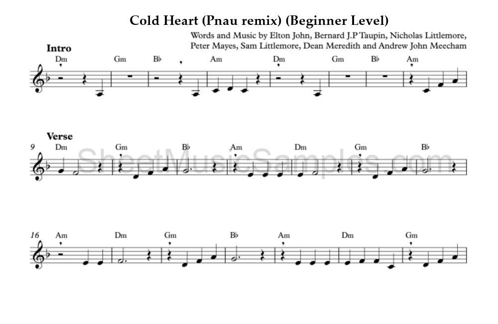 Cold Heart (Pnau remix) (Beginner Level)