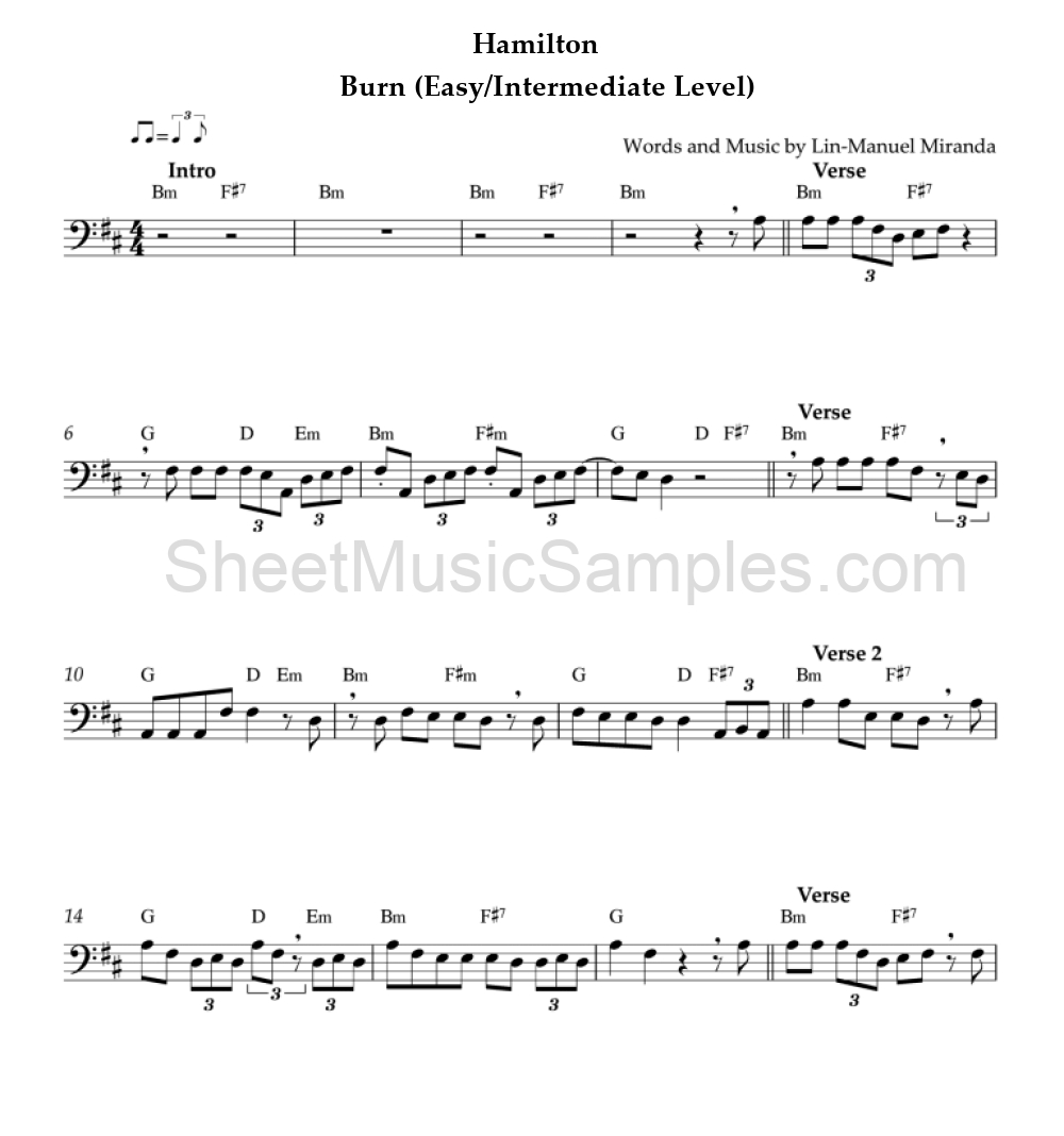 Hamilton - Burn (Easy/Intermediate Level)