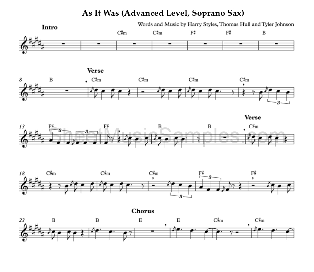 As It Was (Advanced Level, Soprano Sax)