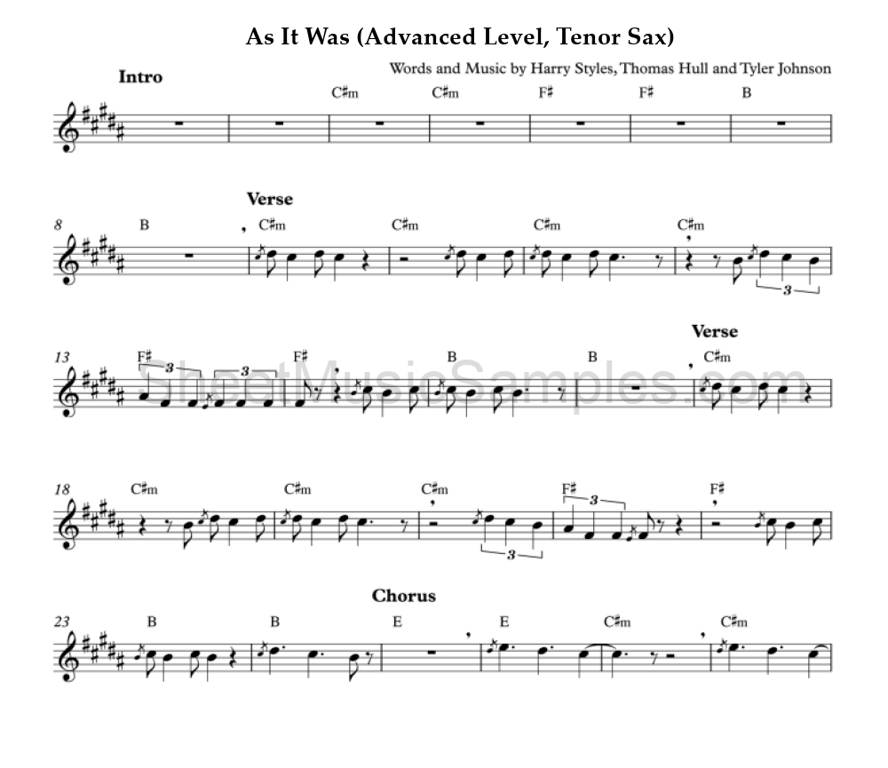 As It Was (Advanced Level, Tenor Sax)