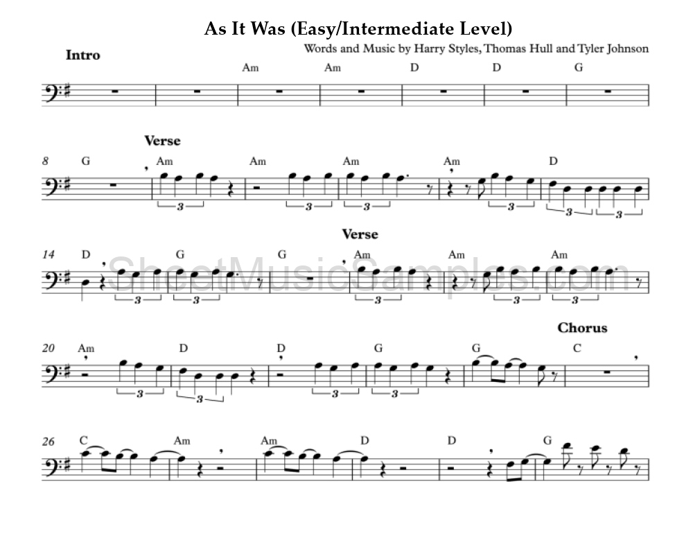 As It Was (Easy/Intermediate Level)