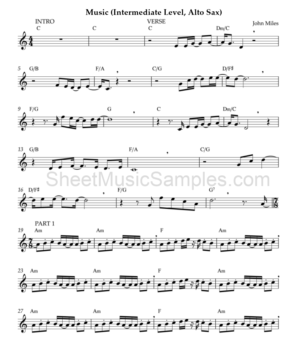 Music (Intermediate Level, Alto Sax)